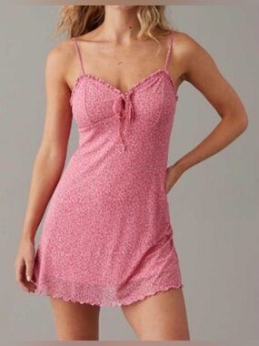 American Eagle Pink Floral Slip Dress Size Large